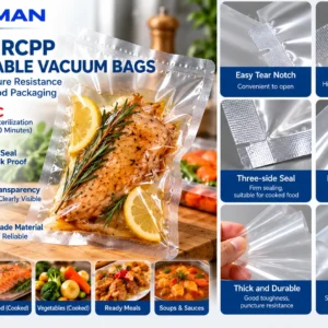Clear retort vacuum bags